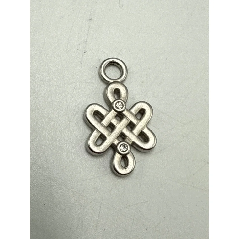 Celtic Knot Pendant Charm Silver Tone Rhinestone‎ Eternal Knot Jewelry